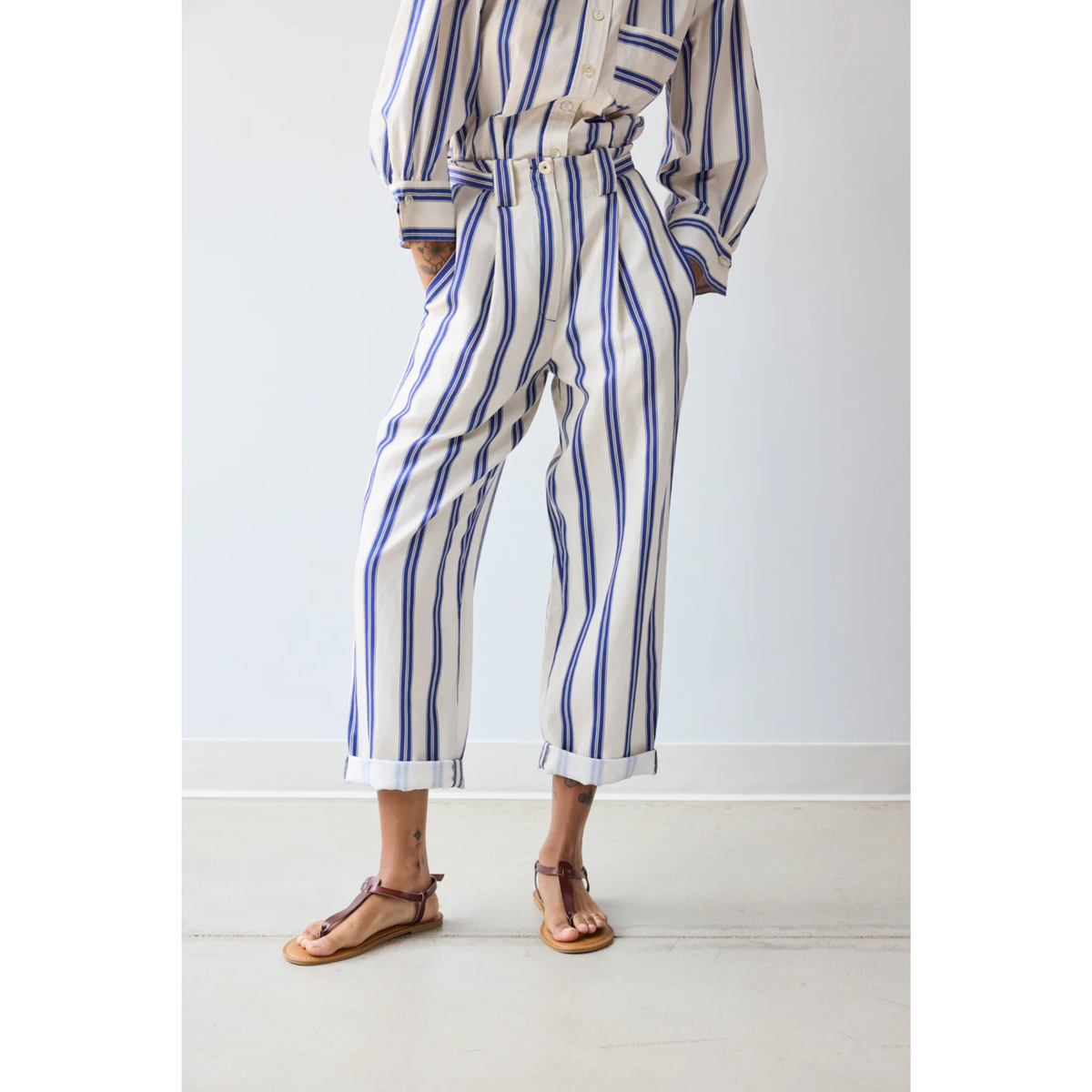 Cuffed Pant - Custard Rep Stripes