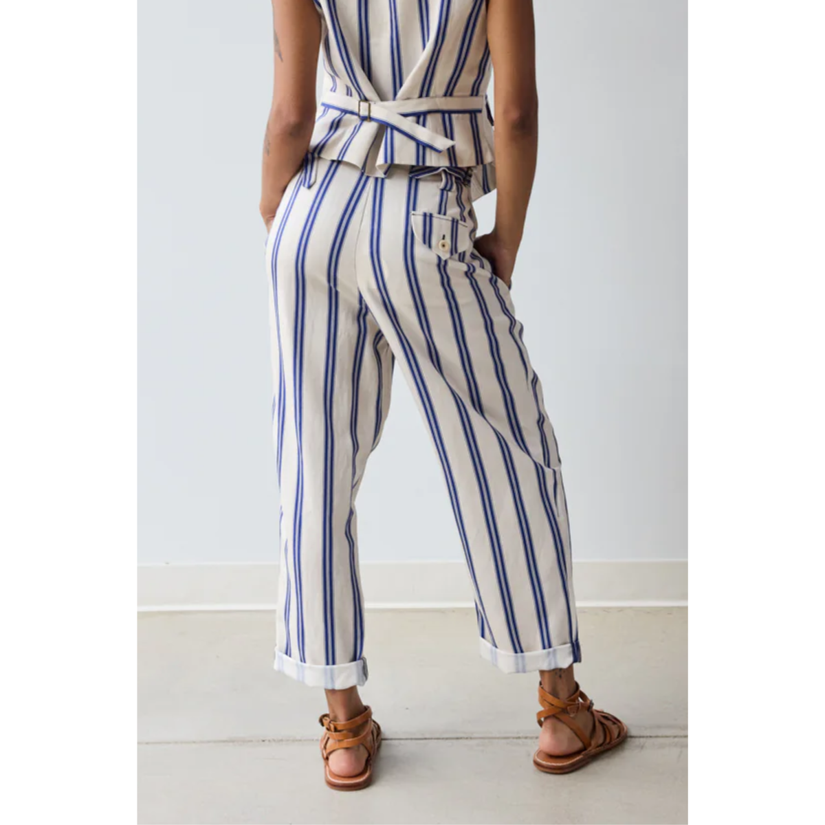 Cuffed Pant - Custard Rep Stripes