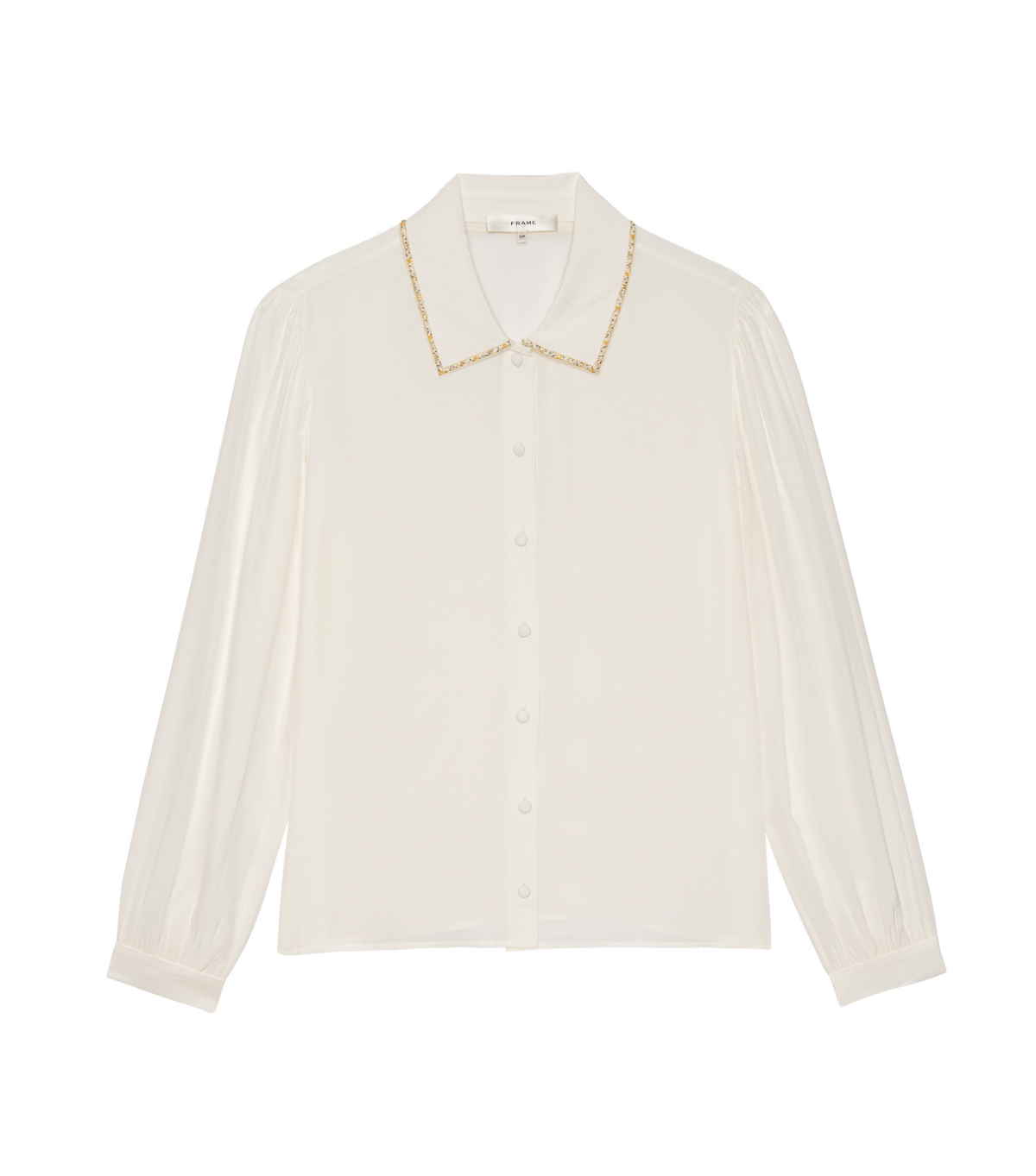 BEADED STAPLE BLOUSE-CREAM