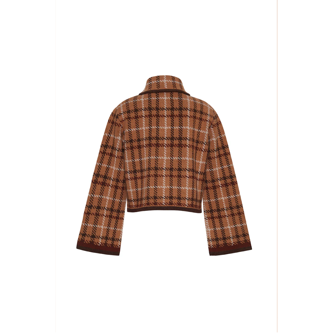 Delilah Cardigan - Camel Plaid