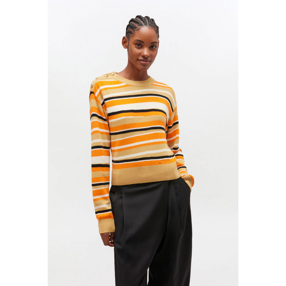 Striped Cashmere Sweater - Orange Tiger
