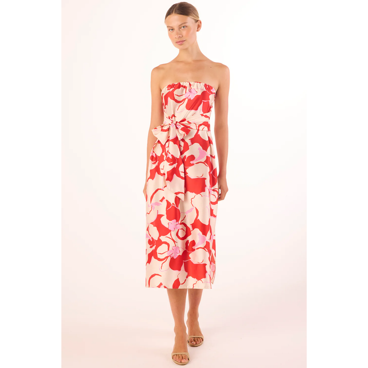 Damalis Dress - Abstract Orchid Satin