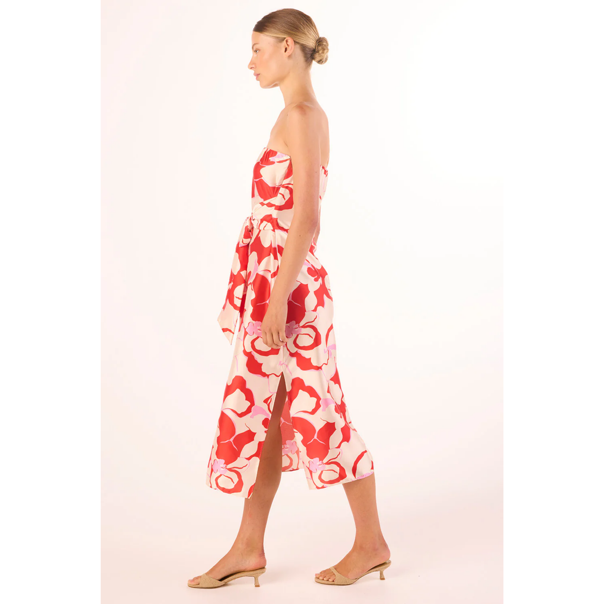 Damalis Dress - Abstract Orchid Satin