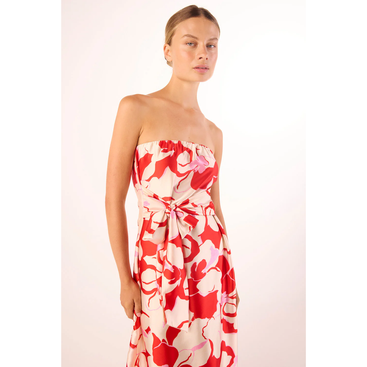 Damalis Dress - Abstract Orchid Satin