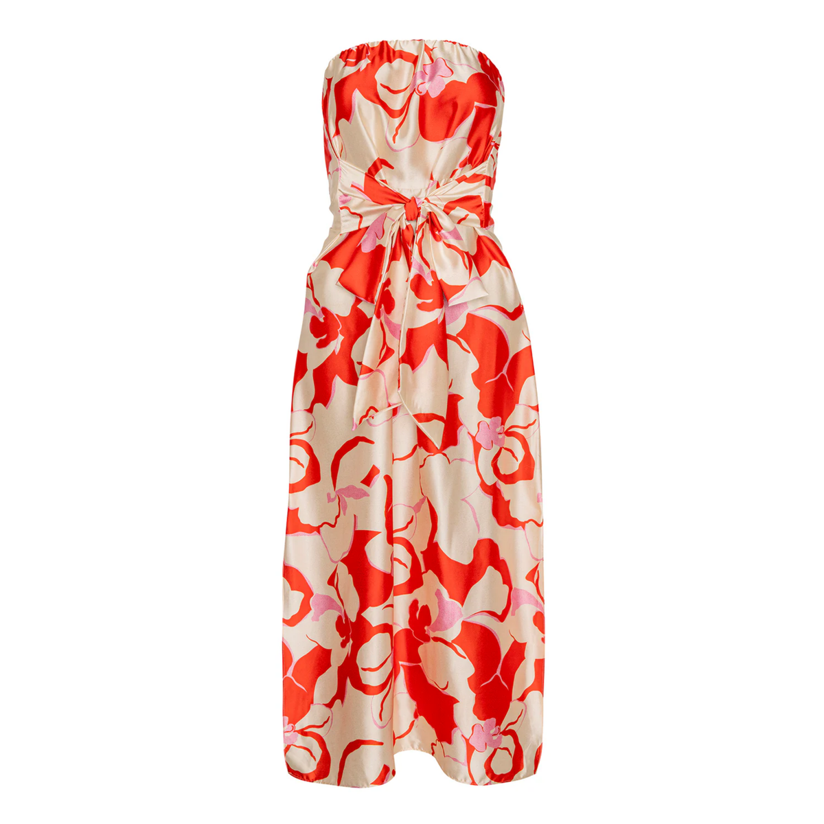 Damalis Dress - Abstract Orchid Satin