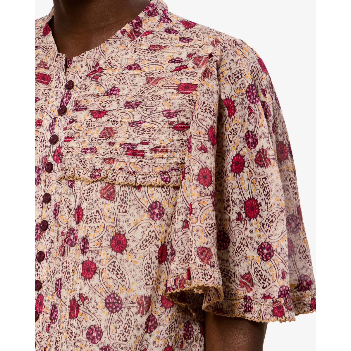 Daynia Dress - Ecru-Raspberry