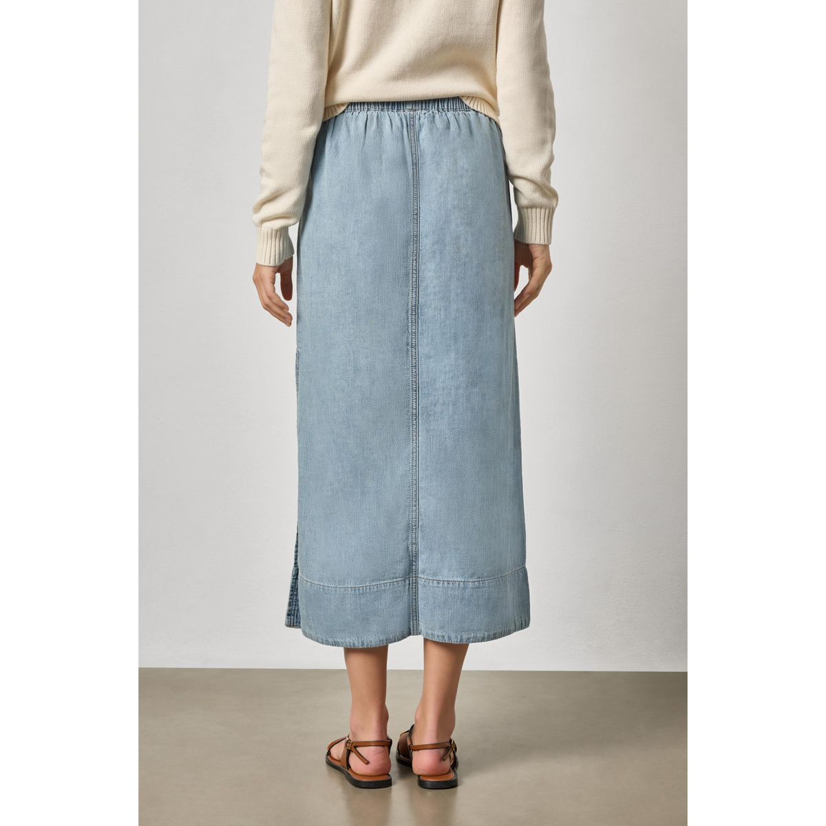 Denim Drawcord Skirt - Blue Wash