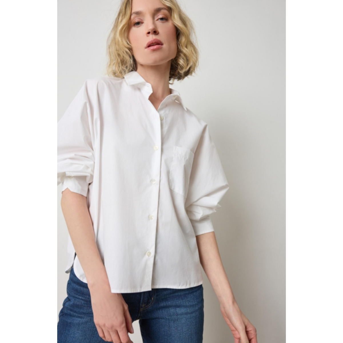 Dolman Sleeve Button Down Shirt