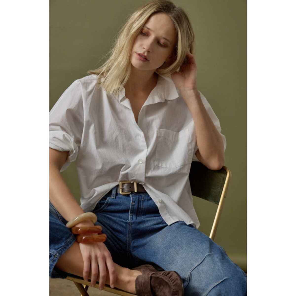 Dolman Sleeve Button Down Shirt