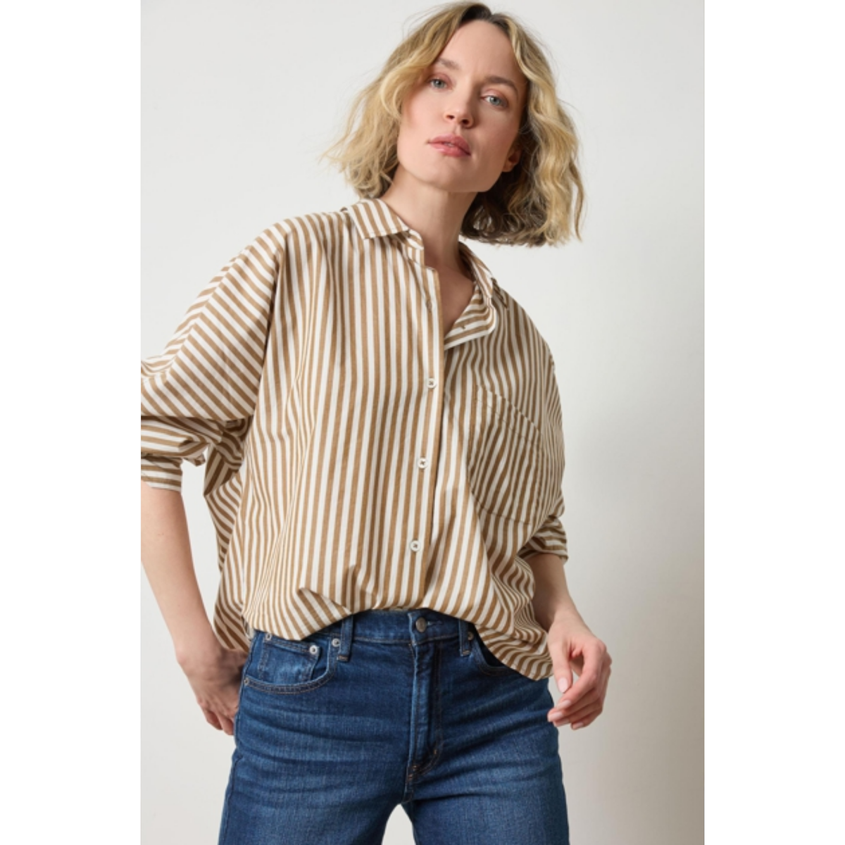 Dolman Sleeve Button Down Shirt