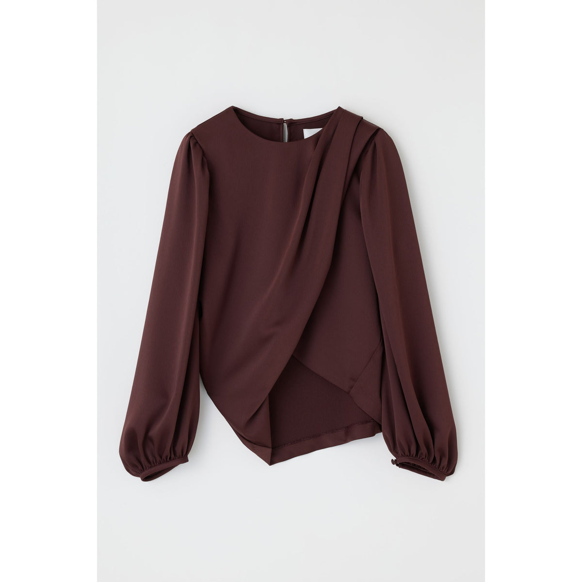 Drape Crossover Blouse - Brown