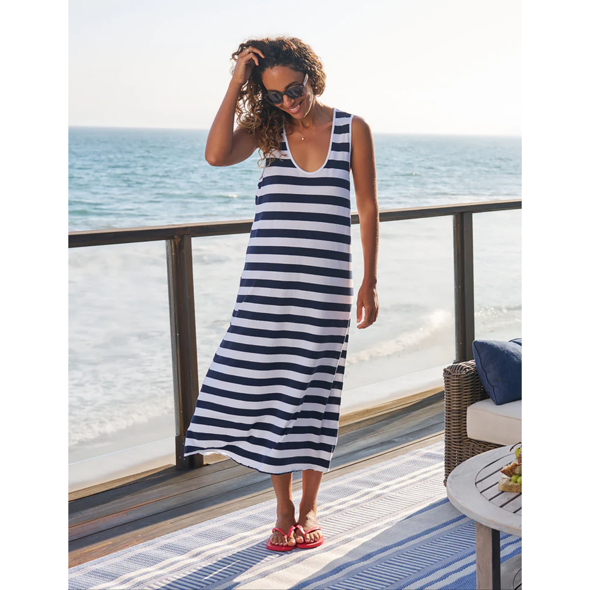 Dylan Scoop Neck Maxi Dress - Nautical Stripe