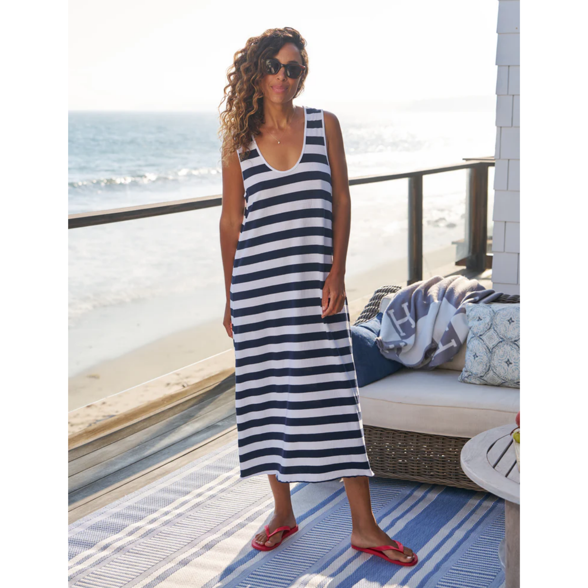 Dylan Scoop Neck Maxi Dress - Nautical Stripe