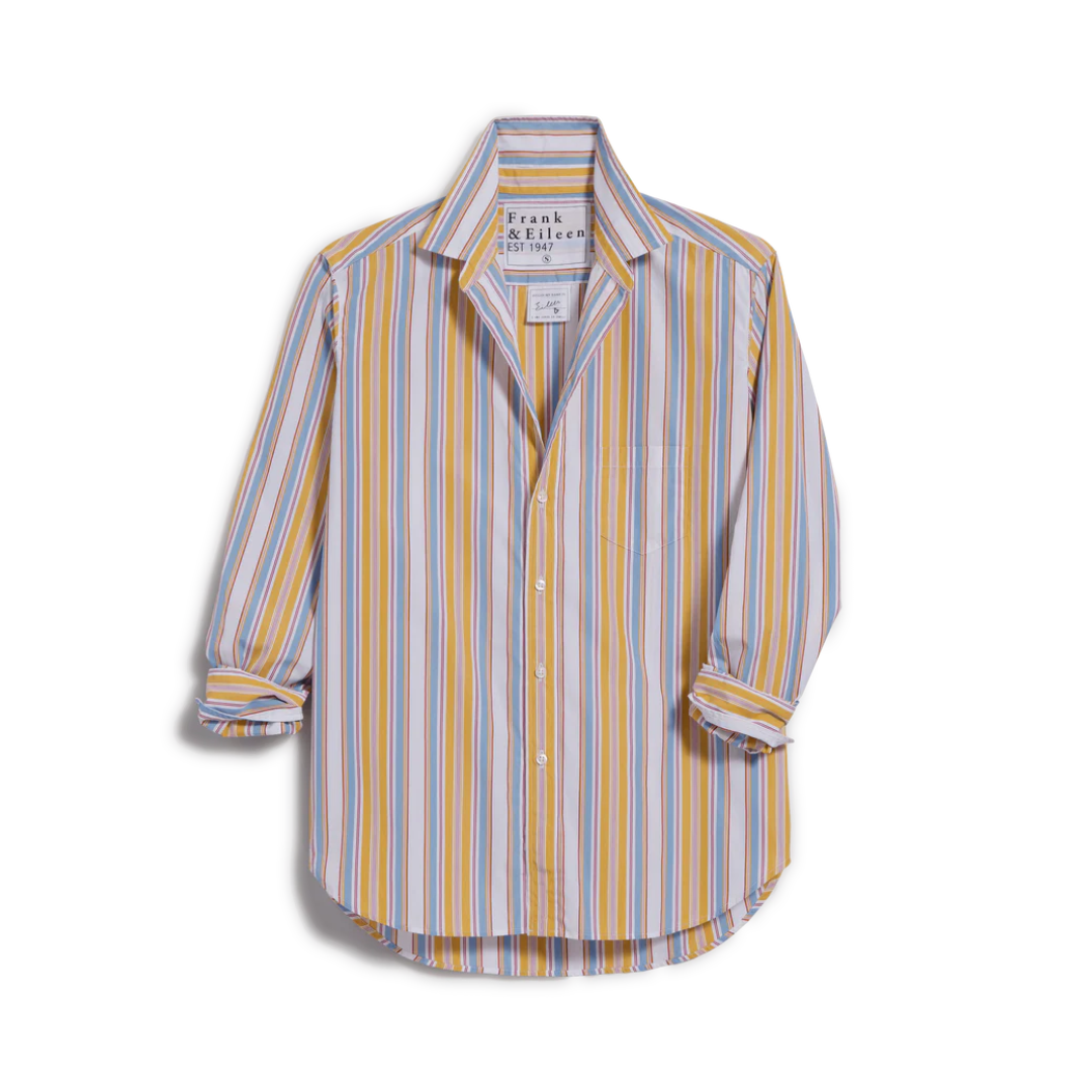 Eileen Button-Up - Gold with Red and Blue Stripe