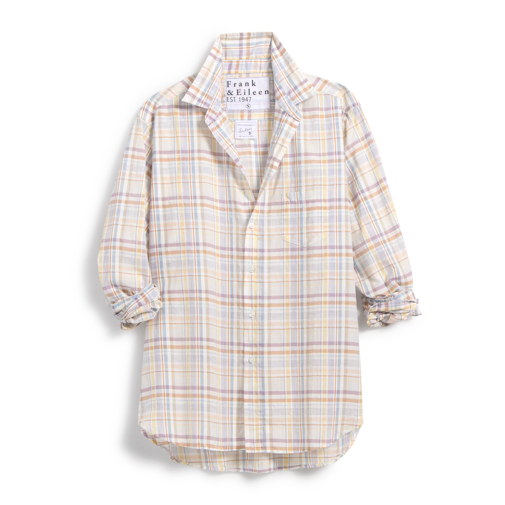 Eileen Button-Up in Sand and Purple Plaid