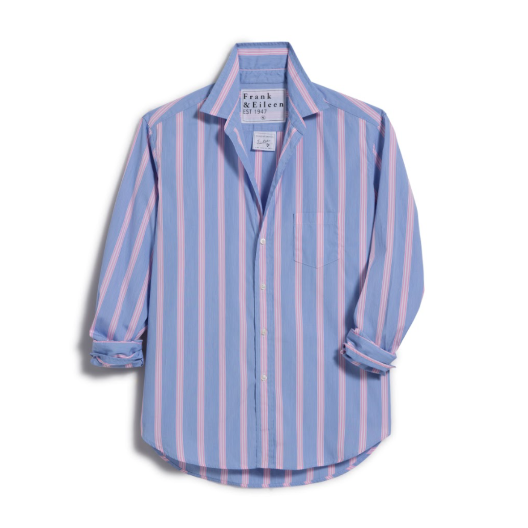 Eileen Button Up - Blue with Pink Multi Stripe