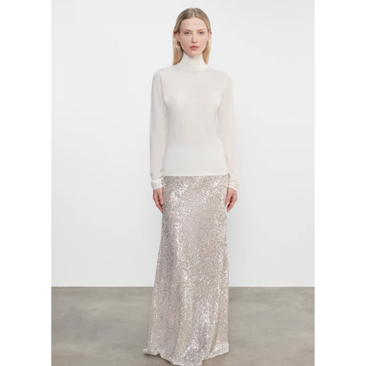 Sequin Full Length Skirt - Silver
