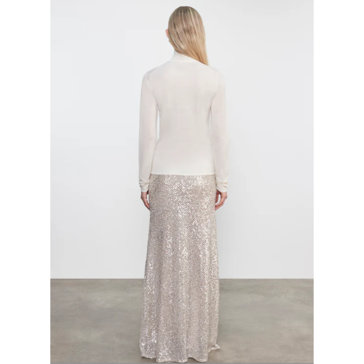 Sequin Full Length Skirt - Silver