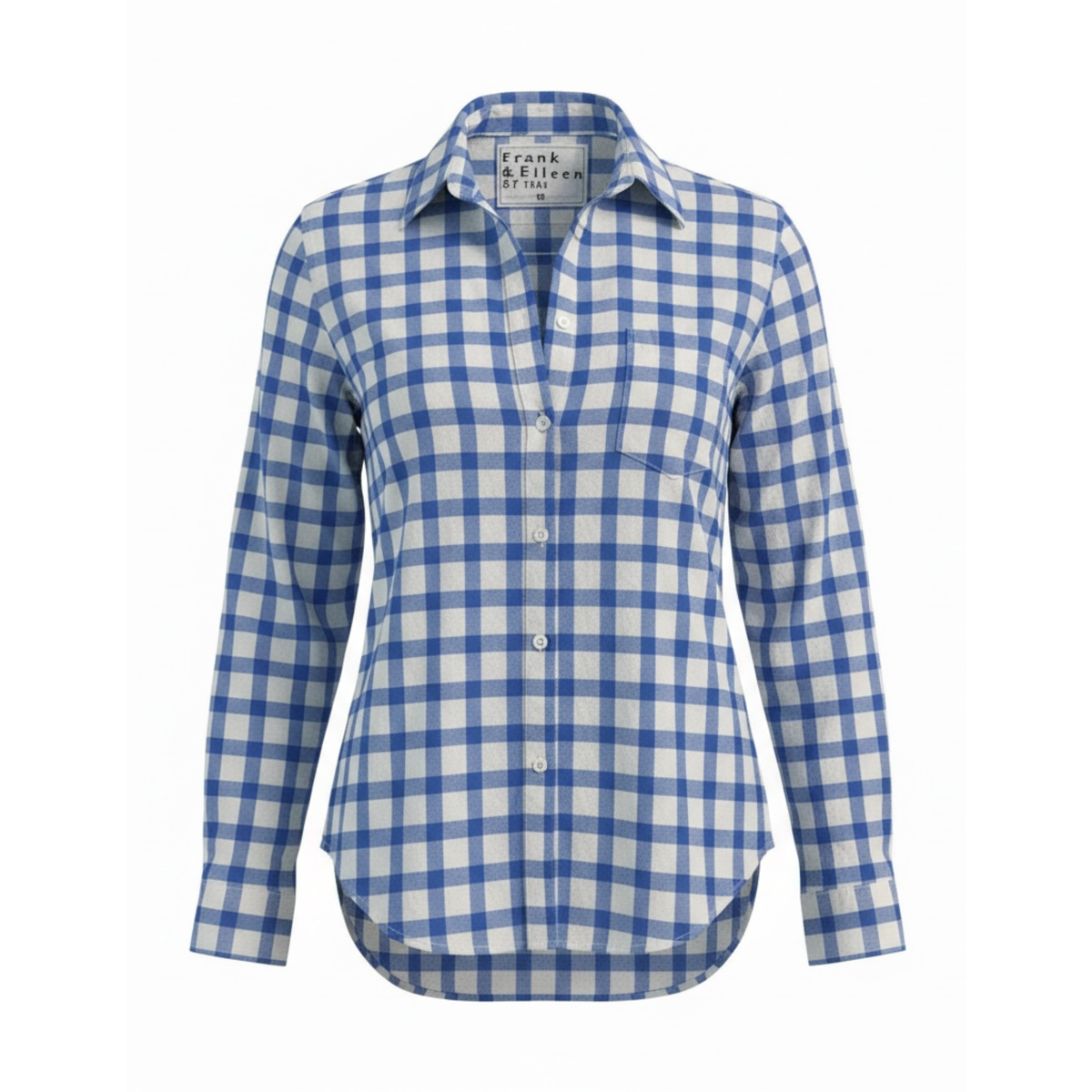Blue and white checkered shirt on a white background