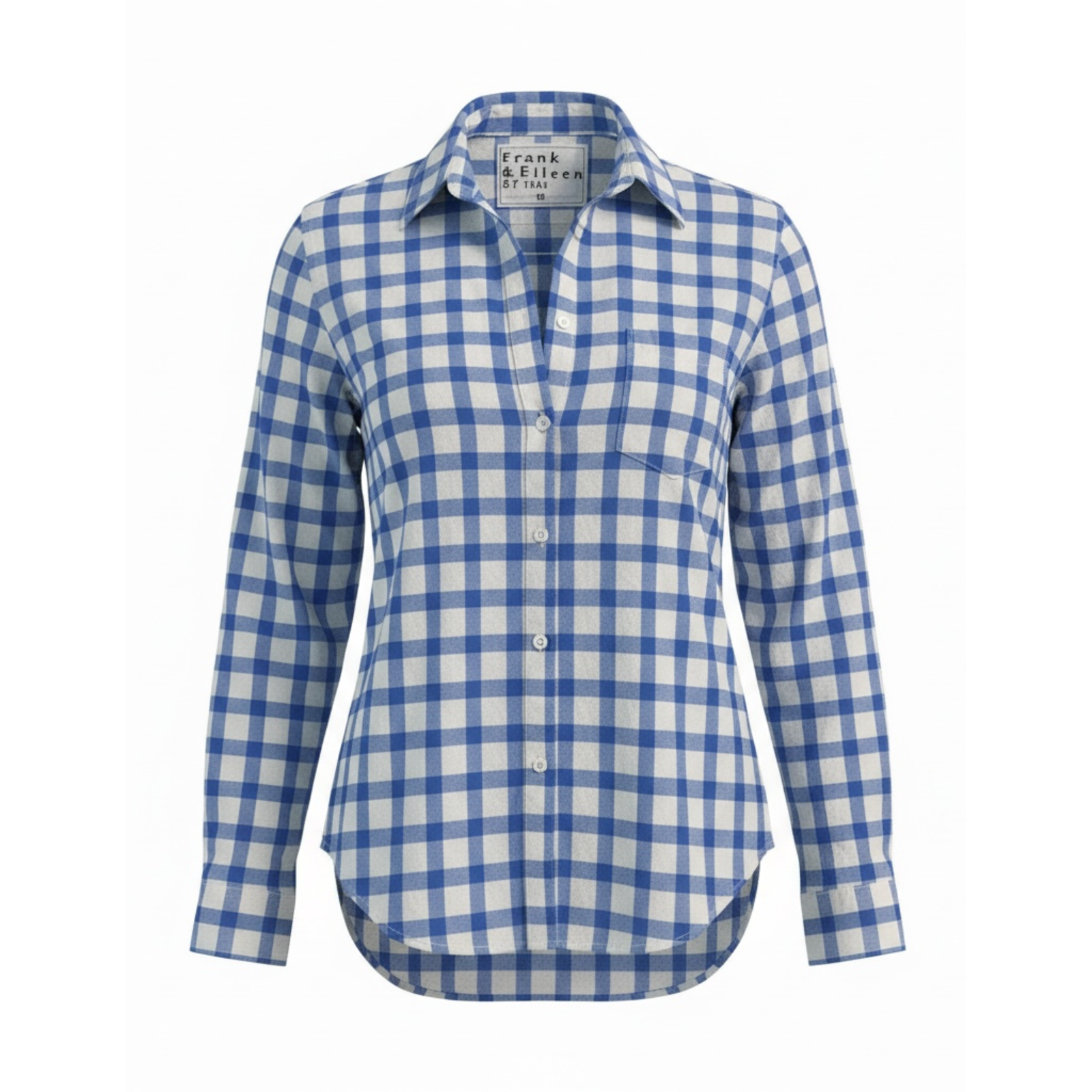 Blue and white checkered shirt on a white background