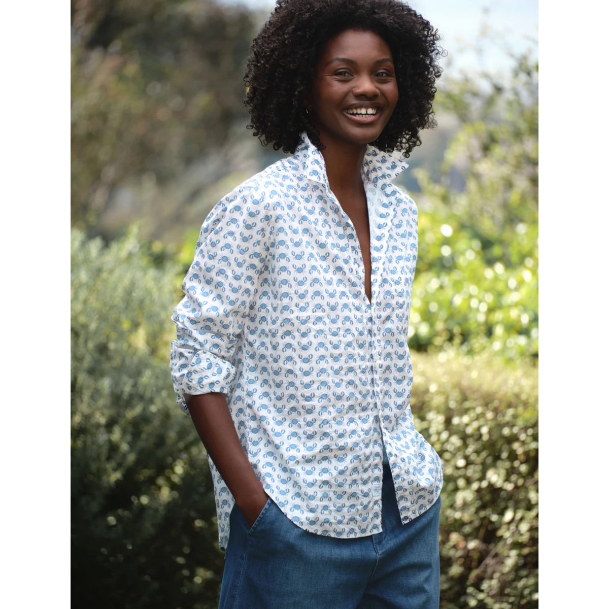 Eileen Relaxed Button-Up - Blue Crab