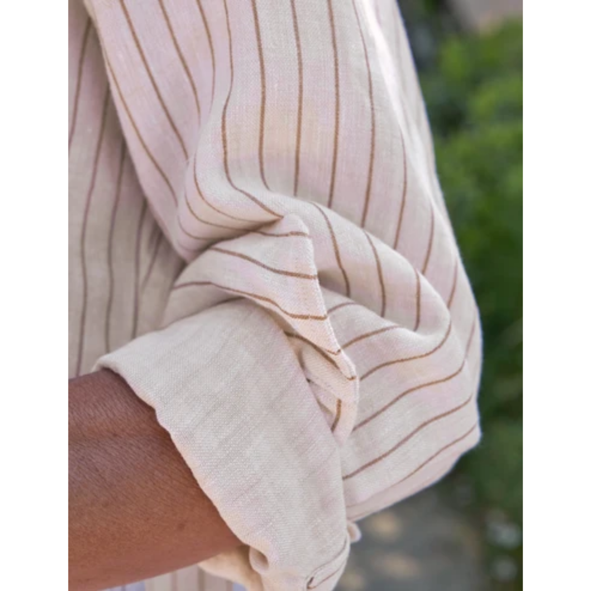 Eileen Relaxed Button-Up - Brown Glitter Stripe