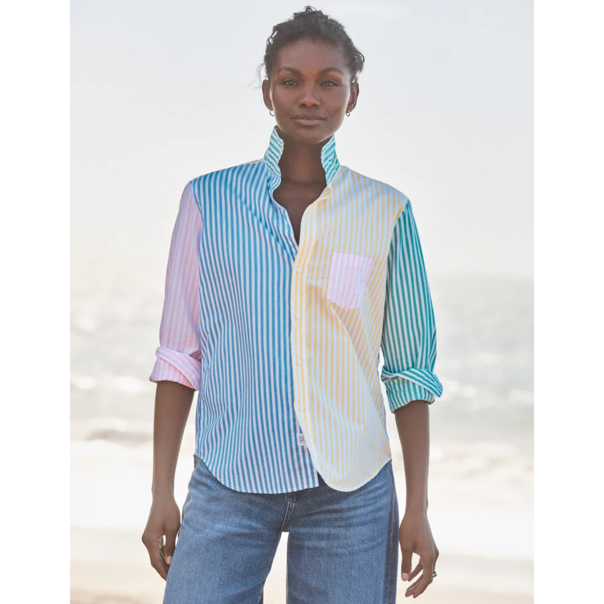 Eileen Relaxed Button-Up - Colorblock Stripe