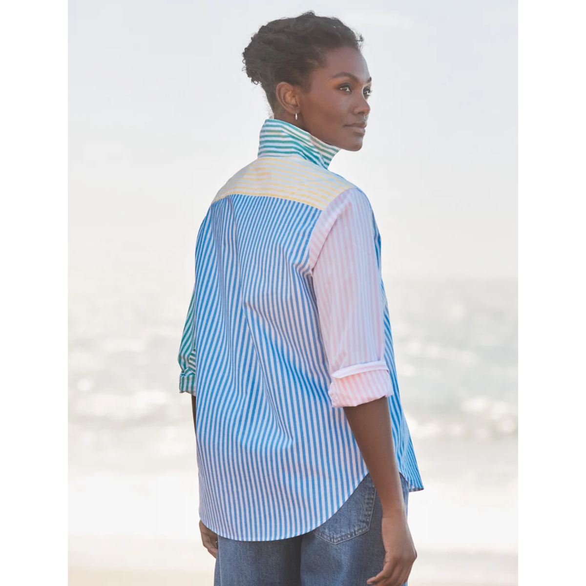 Eileen Relaxed Button-Up - Colorblock Stripe