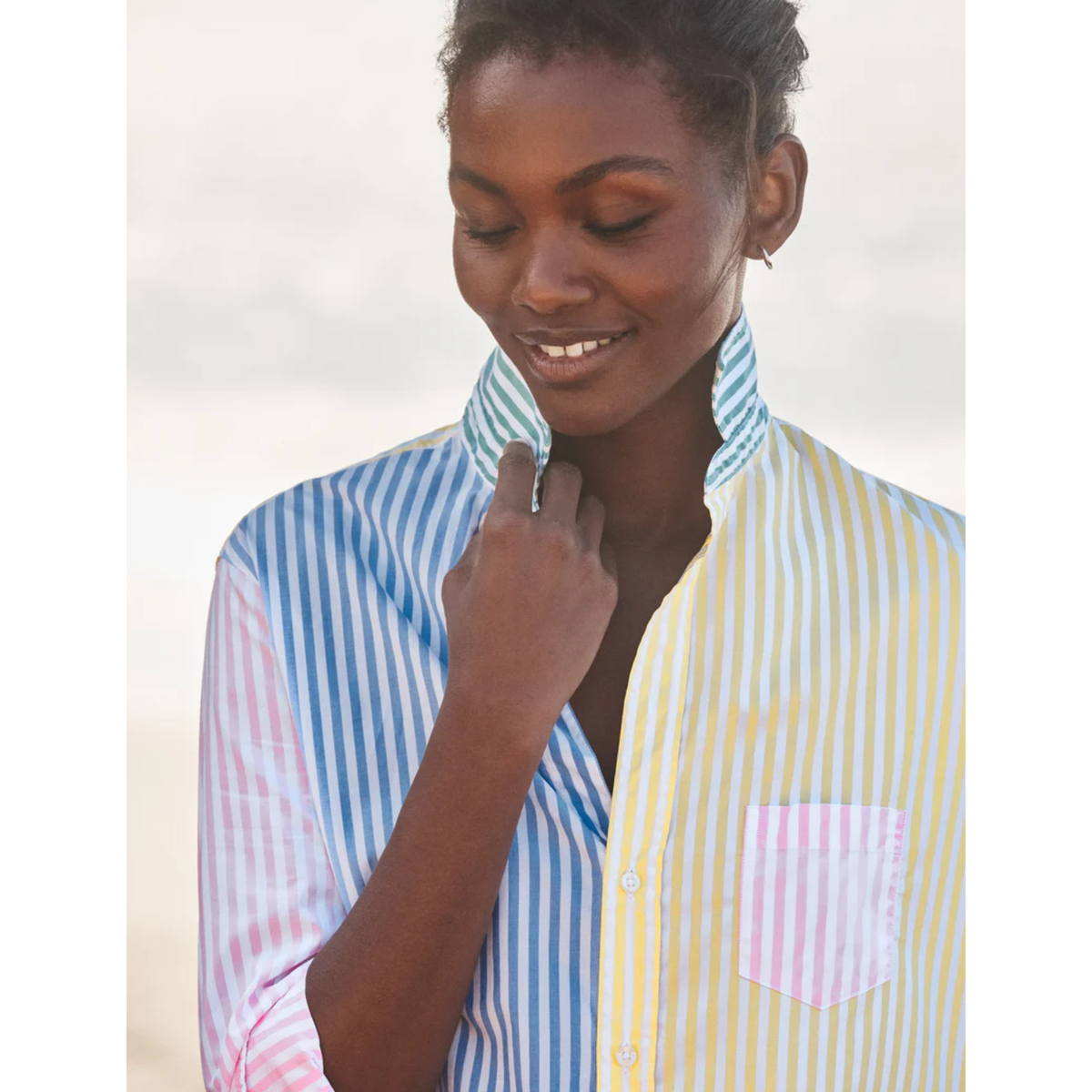 Eileen Relaxed Button-Up - Colorblock Stripe