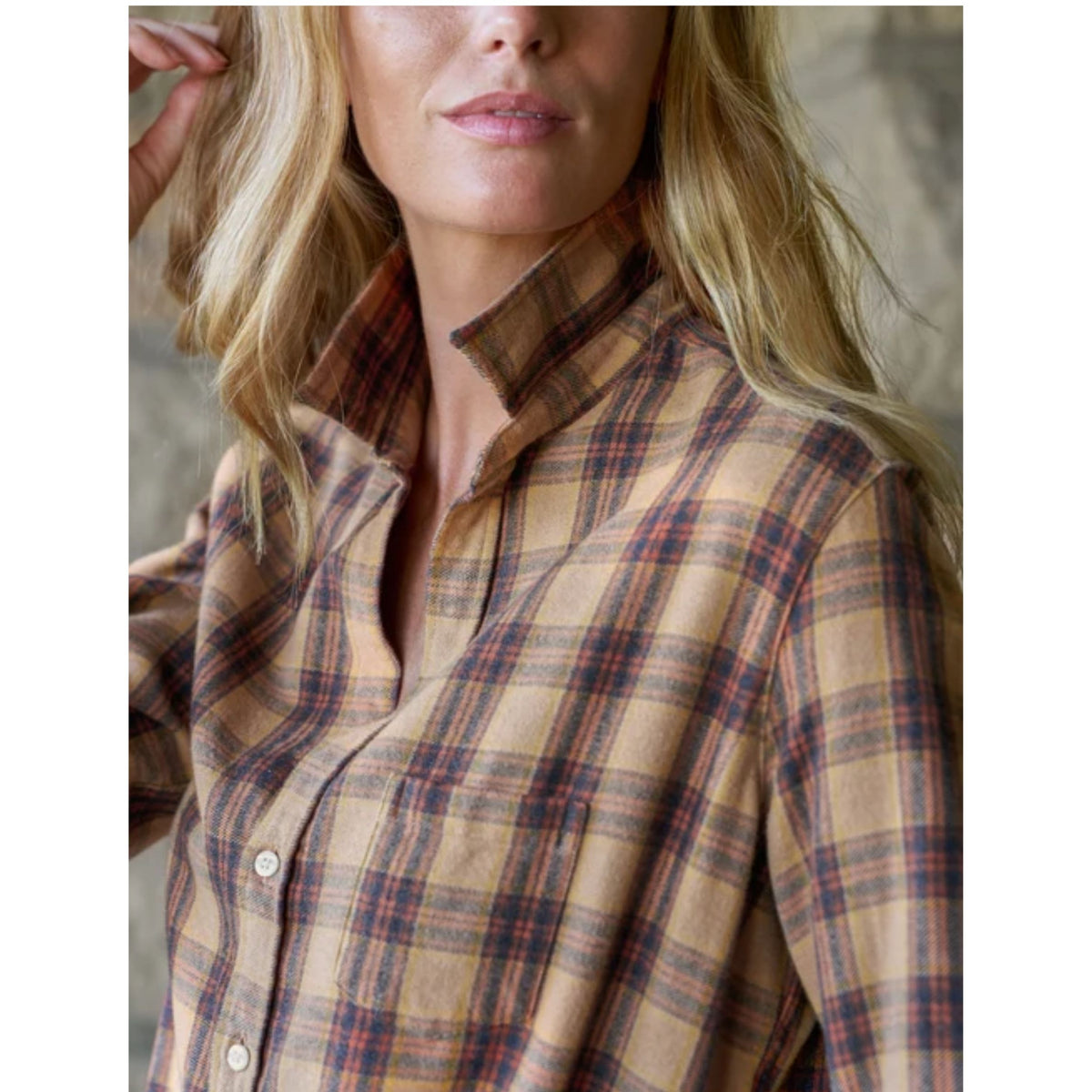 Eileen Relaxed Button-Up - Gold And Brown Plaid