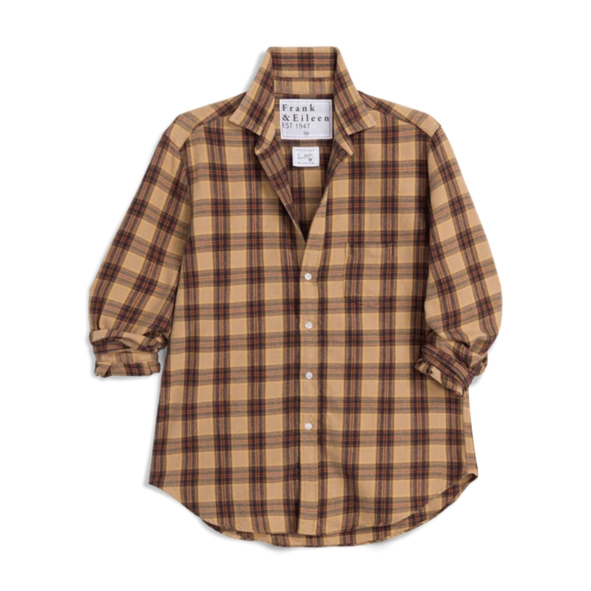 Eileen Relaxed Button-Up - Gold And Brown Plaid