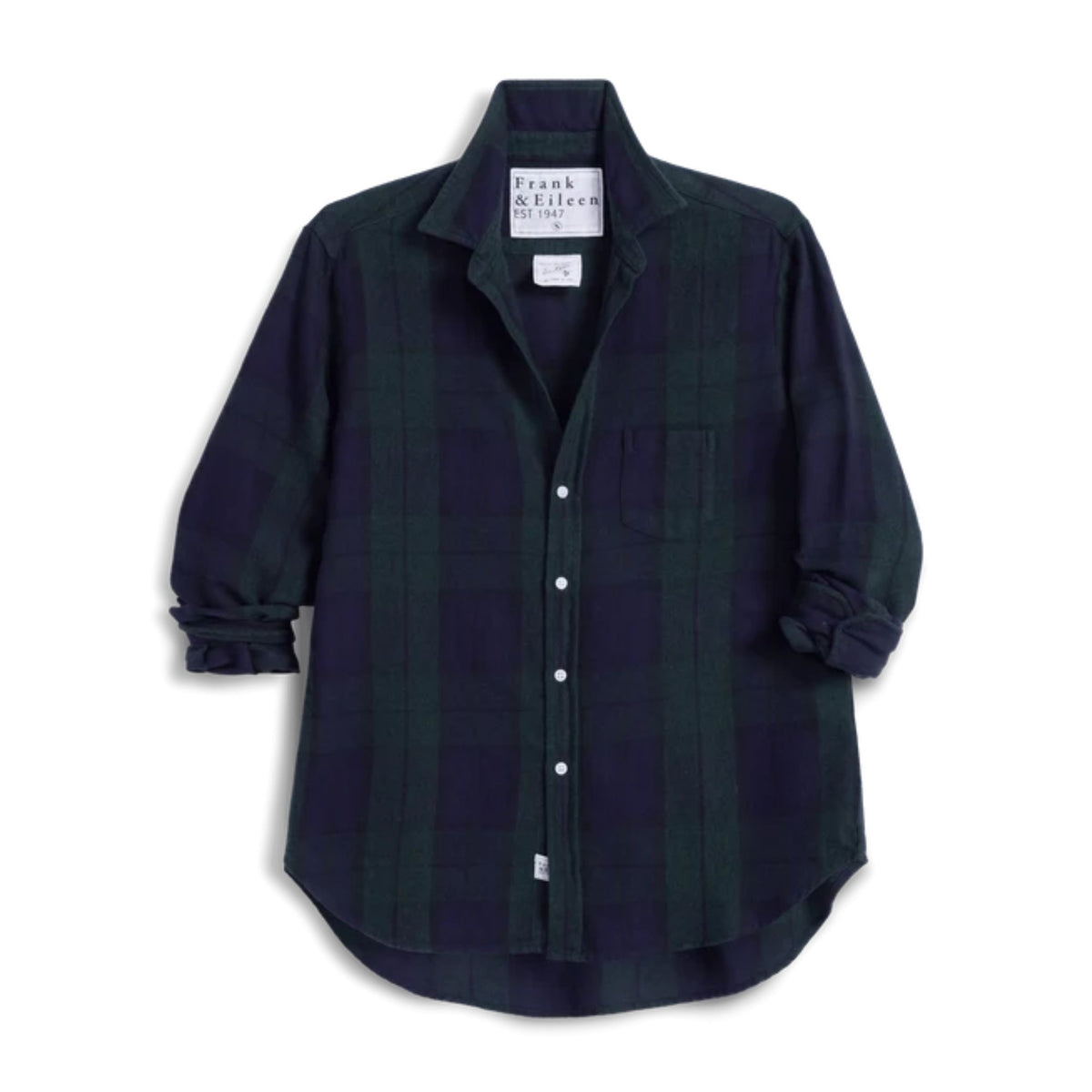 Eileen Relaxed Button-Up - Navy And Green Large Plaid