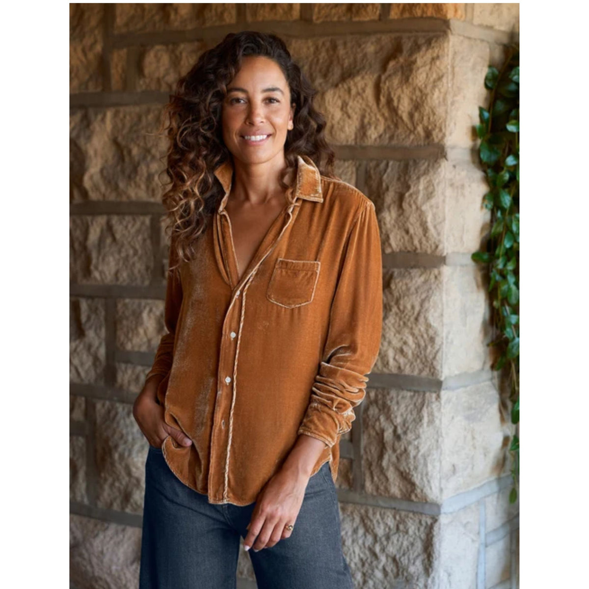 Eileen Relaxed Button-Up Shirt - Gold