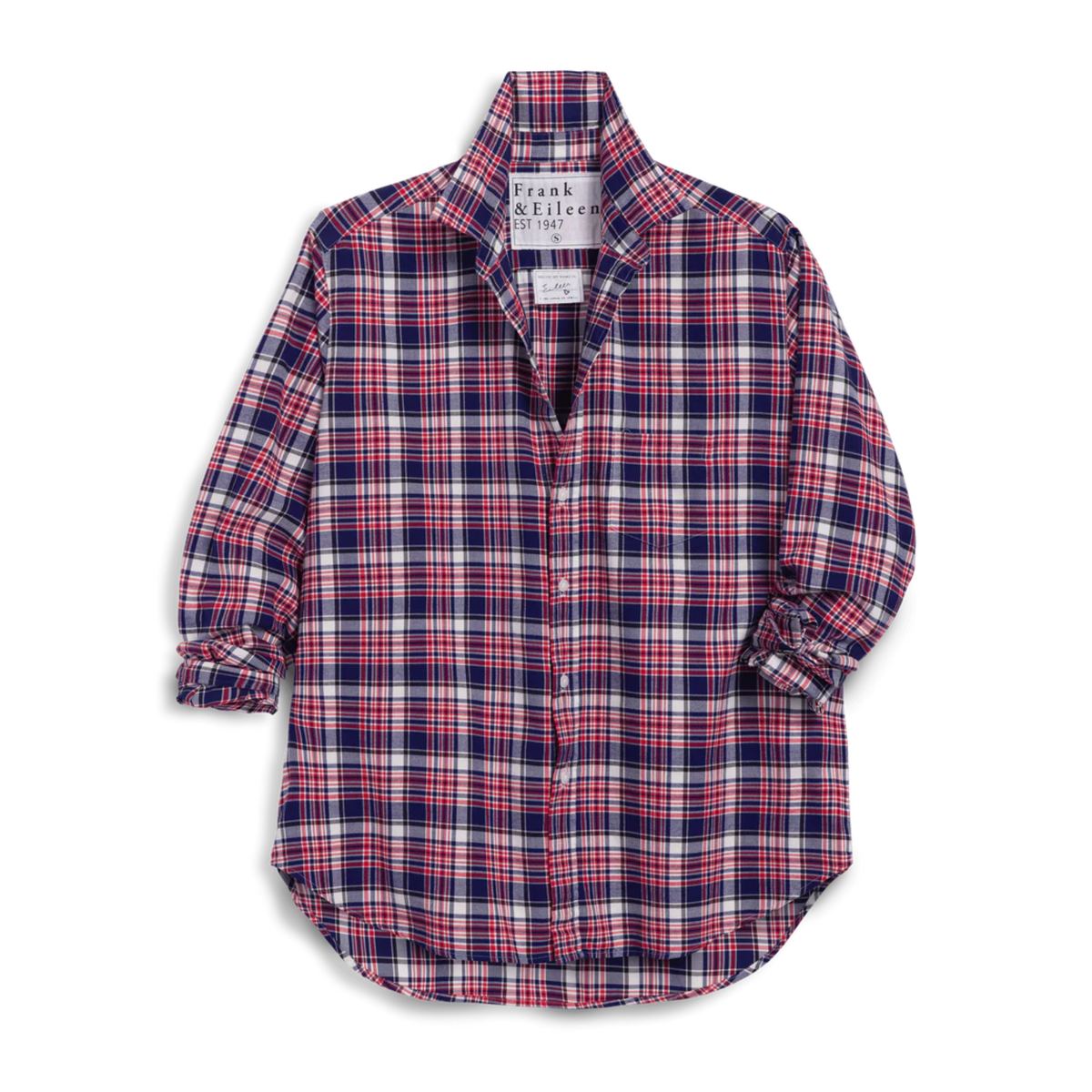 Eileen Relaxed Button-Up Shirt - White And Black With Plaid