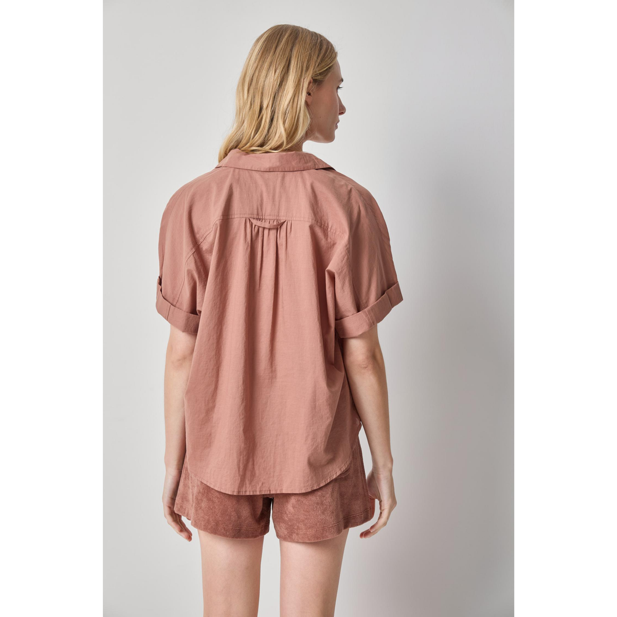 Elbow Sleeve Button Down - Bark