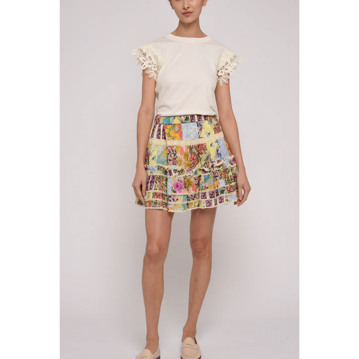 Emma Mini Skirt - Petunia Patchwork Print