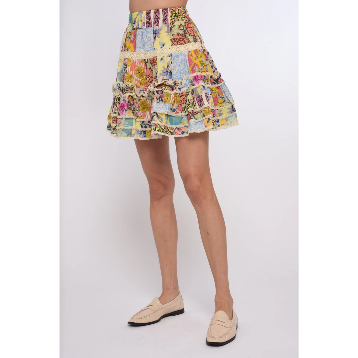 Emma Mini Skirt - Petunia Patchwork Print