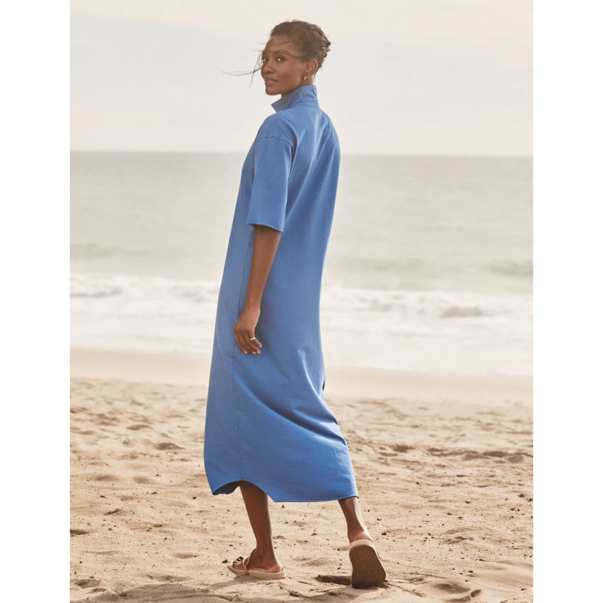 Emma Popover Henley Maxi - Lazuli Blue