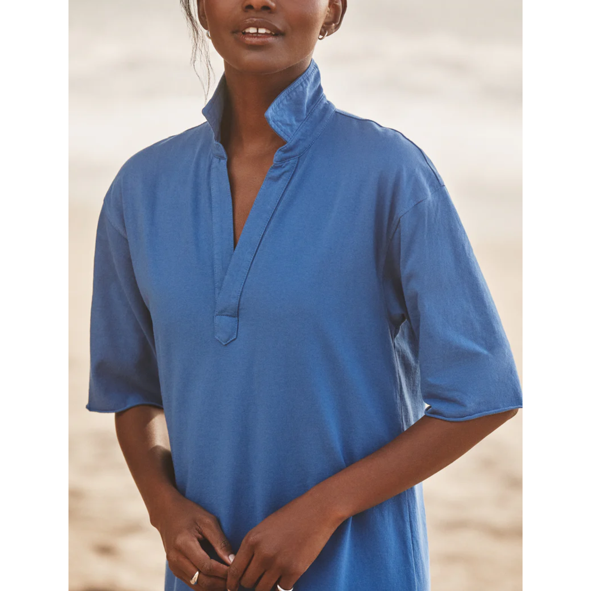 Emma Popover Henley Maxi - Lazuli Blue