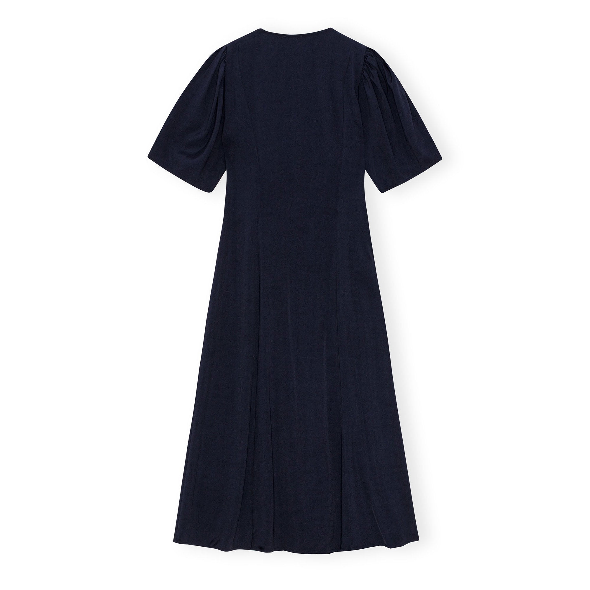 Navy Blue Viscose Twill Wrap Midi Dress - MINE by sandy Navy Blue Viscose Twill Wrap Midi Dress - MINE by sandy
