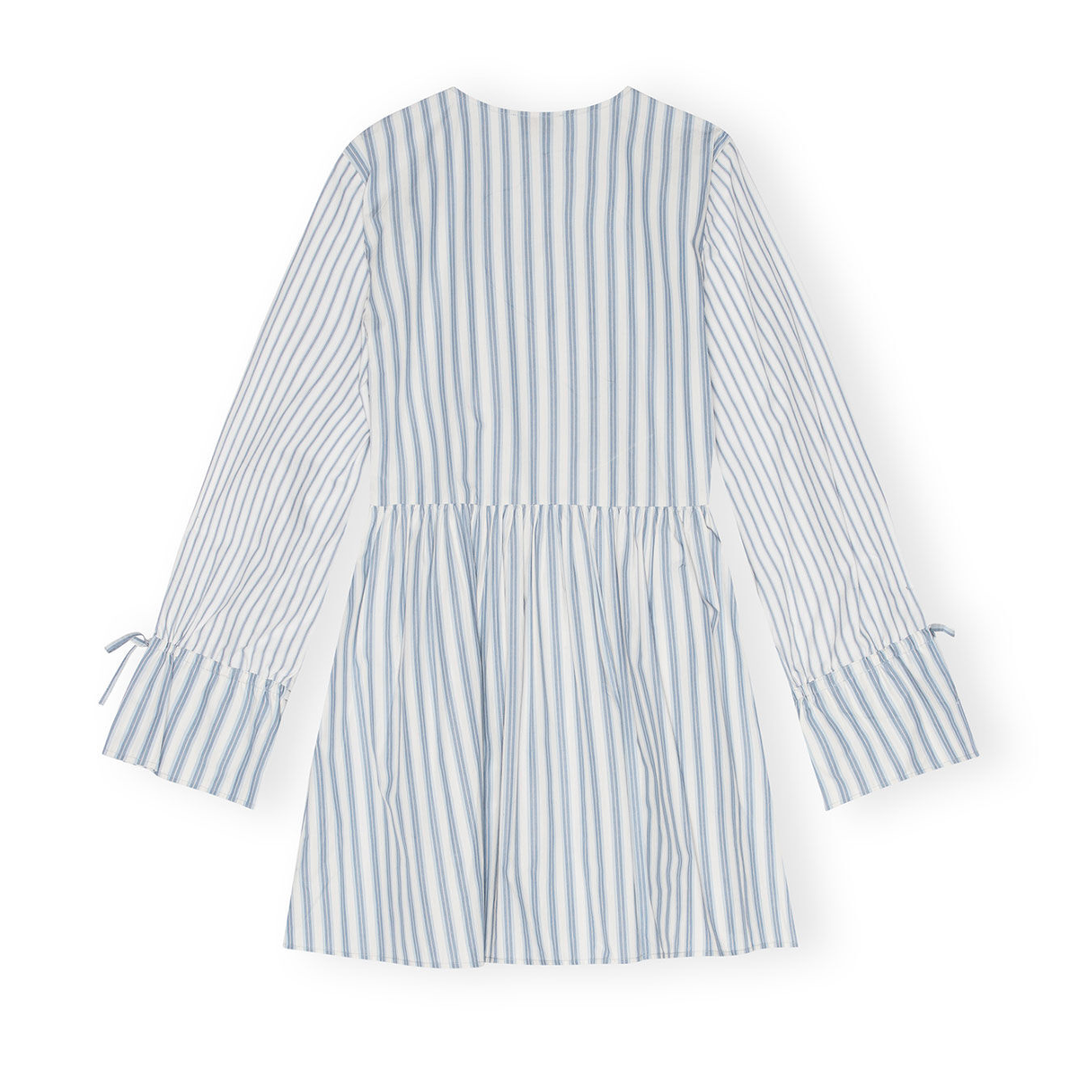 Blue Stripe Cotton Mini Wrap Dress