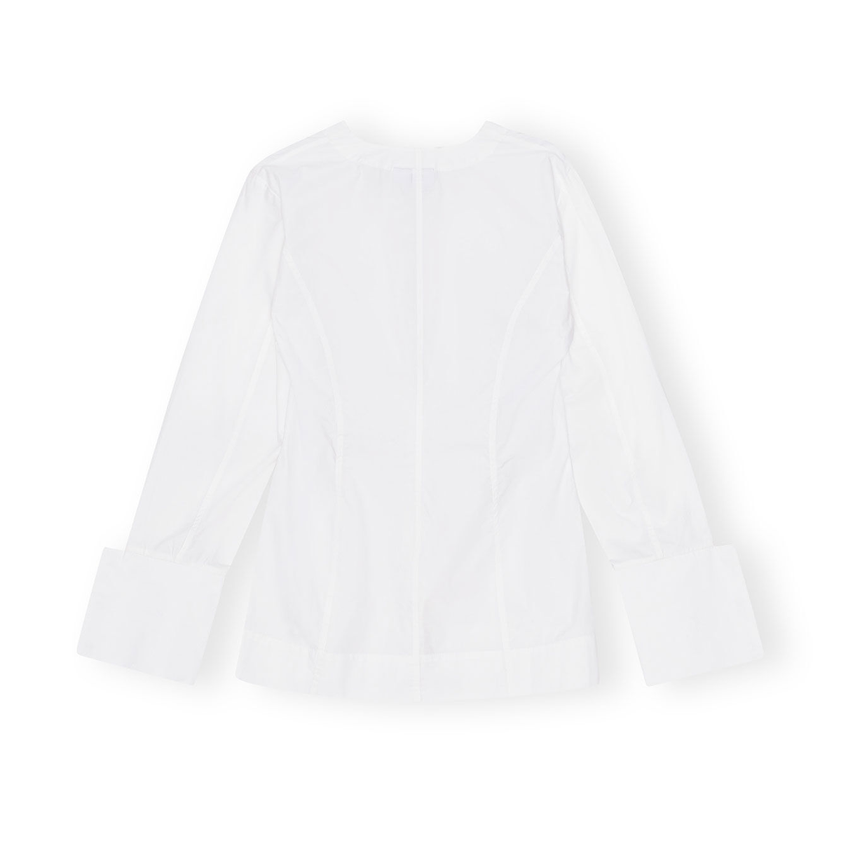 White Cotton Poplin V-Neck Shirt