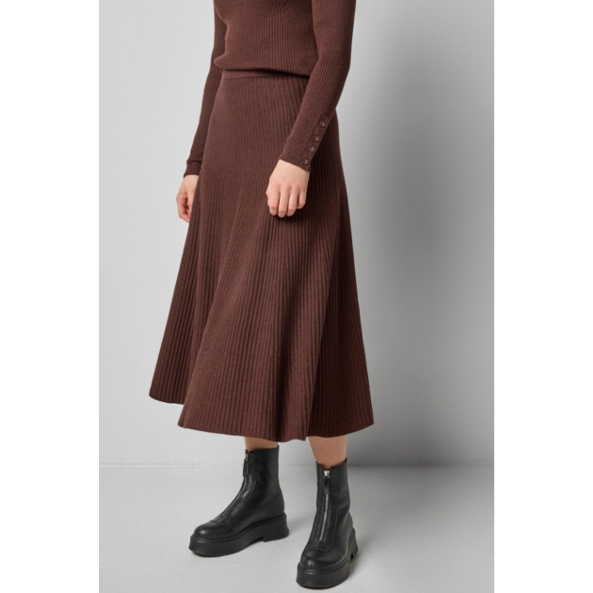 Flared Knit Skirt - Java