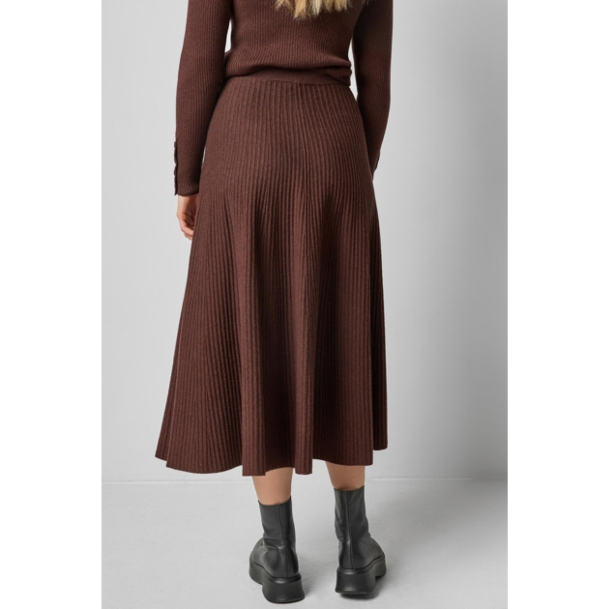 Flared Knit Skirt - Java