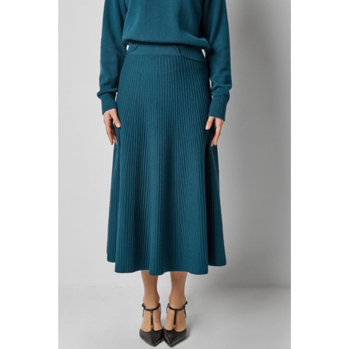 Flared Knit Skirt - Deep Sea