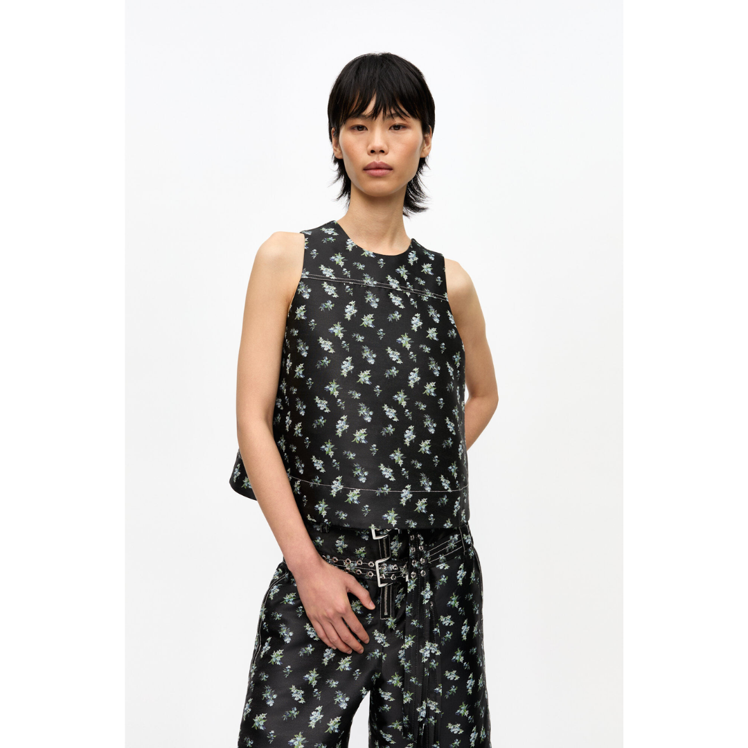 Floral Jacquard Sleeveless Top