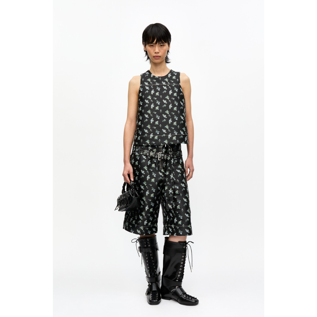Floral Jacquard Sleeveless Top