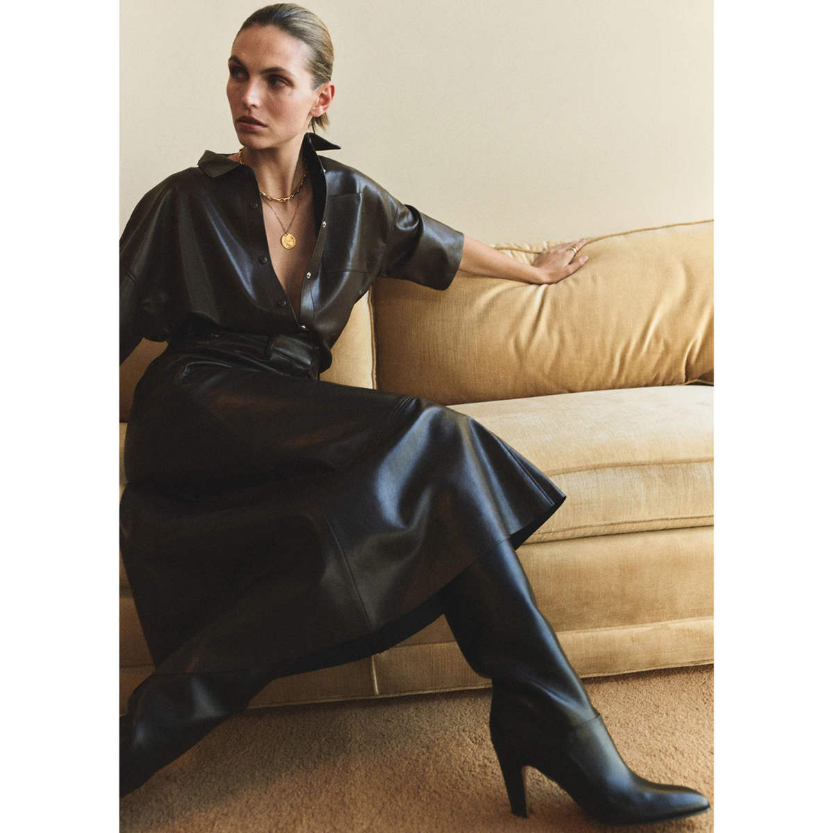 Frances Cropped Cape Button Up - Chocolate