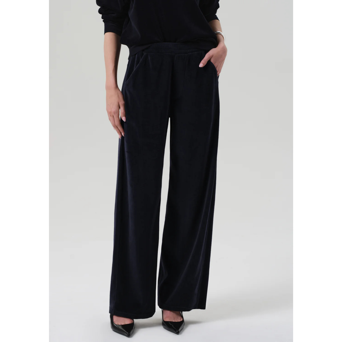 Brynn Drawstring Velour Pant - Notte