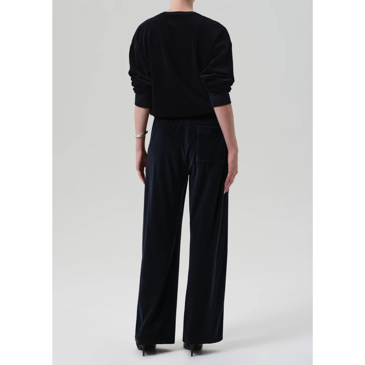 Brynn Drawstring Velour Pant - Notte